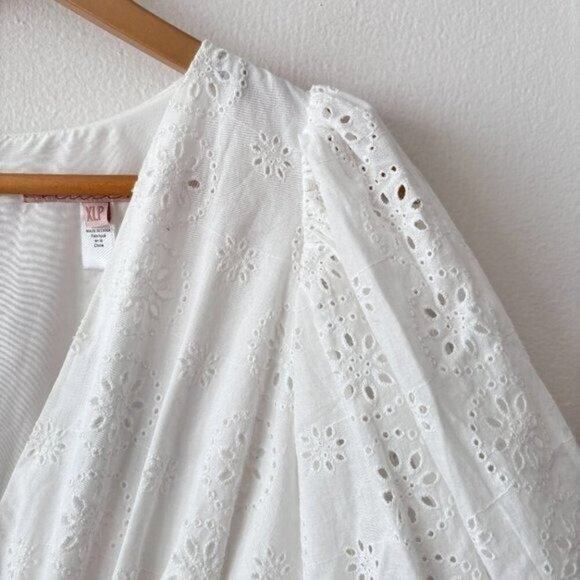 Anthropologie Hutch Smocked Waist Puff Sleeve Eyelet Jumpsuit - Picture 8 of 13